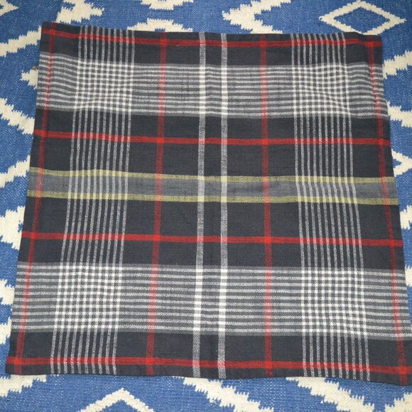 2 Pottery Barn Carson Plaid EURO Shams Gray Red White Yellow 100% Cotton - Picture 2 of 8